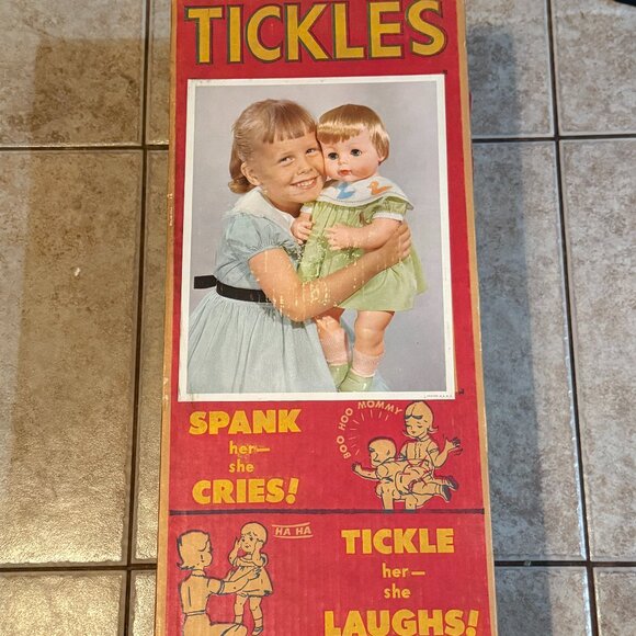 VTG Tickles Doll By Deluxe 1963 w Original Box Automatic Voice System Untested - Picture 1 of 3